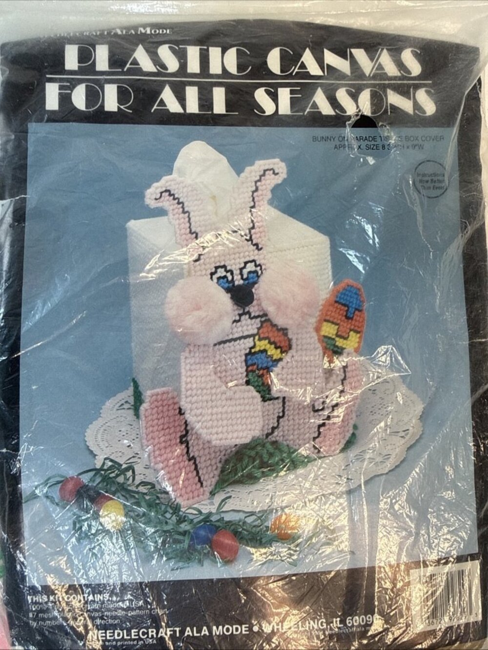 NEW Easter Bunny Tissue Box Cover Needlecraft Ala Mode Plastic Canvas S92-829
